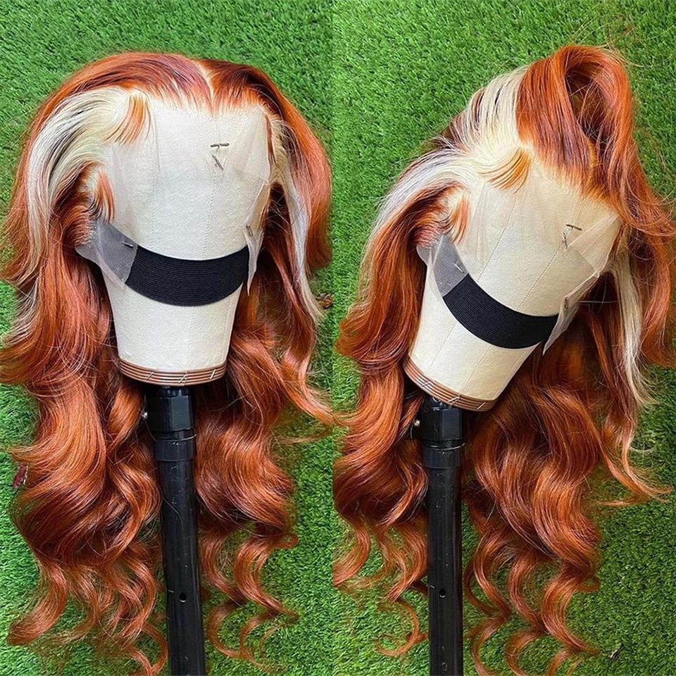 Ginger With Blonde Highlight Body Wave Lace Front / Closure Wig