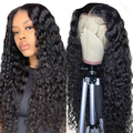 Lumiere Water Wave Lace Closure / Frontal Virgin Human Hair wigs With Baby Hair 150% Density