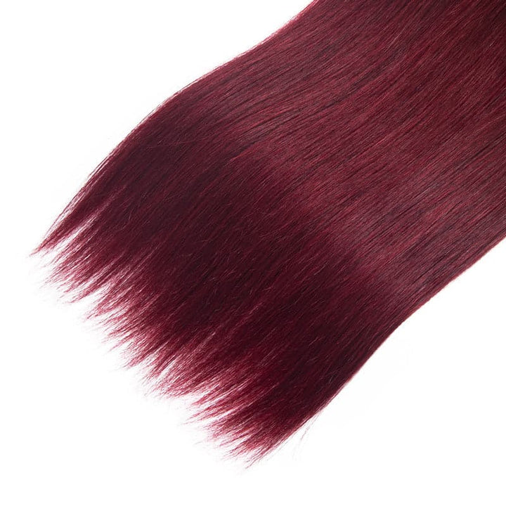 Ombre 1B/99J Straight Hair 3 Bundles With Closure 4x4 pre Colored 100% human hair - Lumiere hair