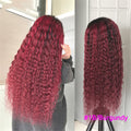 Lumiere 1B/BURG Ombre Kinky Curly 4x4/5x5/13x4 Lace Closure/Frontal 150%/180% Density Wigs For Women Pre Plucked