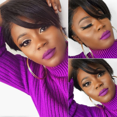Short Straight Pixie Cut Bob T Part Transparent Lace Wig For Women Pre Plucked Hairline