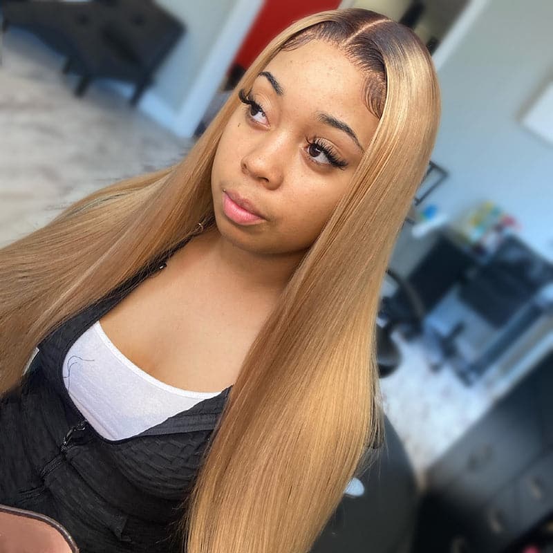 Lumiere 1B/27 Ombre Straight Lace Frontal/Closure wigs virgin human hair with baby hair - Lumiere hair