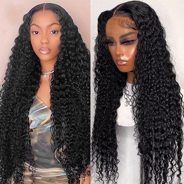 Curly Hair Glueless Wigs 4x4 Lace Closure Wigs Transparent HD Human Hair Wigs