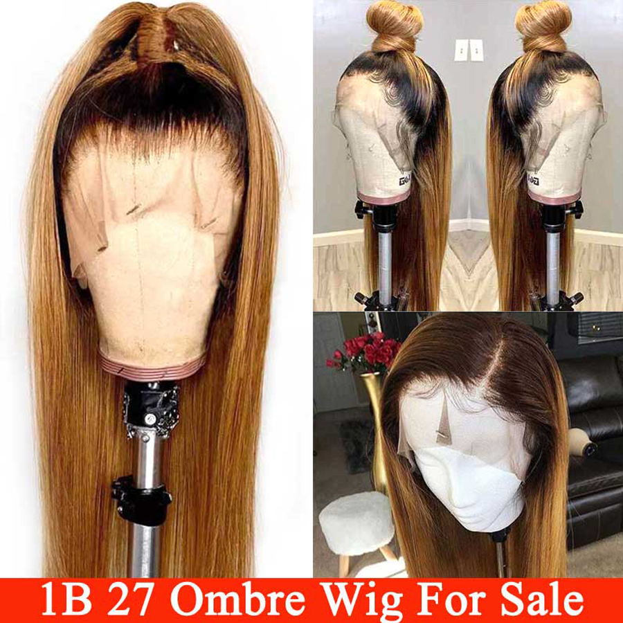 Lumiere 1B/27 Ombre Straight Lace Frontal/Closure wigs virgin human hair with baby hair - Lumiere hair