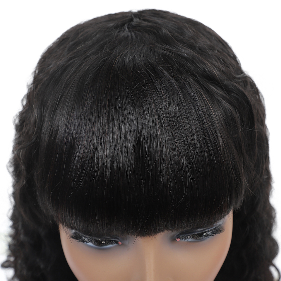 Deep Wave Bob Full Machine Made No Lace With Bangs For Women
