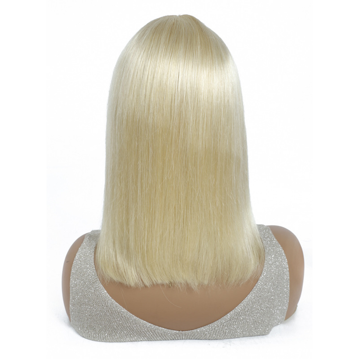 613 Blonde Aucun Lace Straight Bob Full Machine Made Perruques Pour Les Femmes 10-16 Pouces Vierge Perruque De Cheveux Humains 
