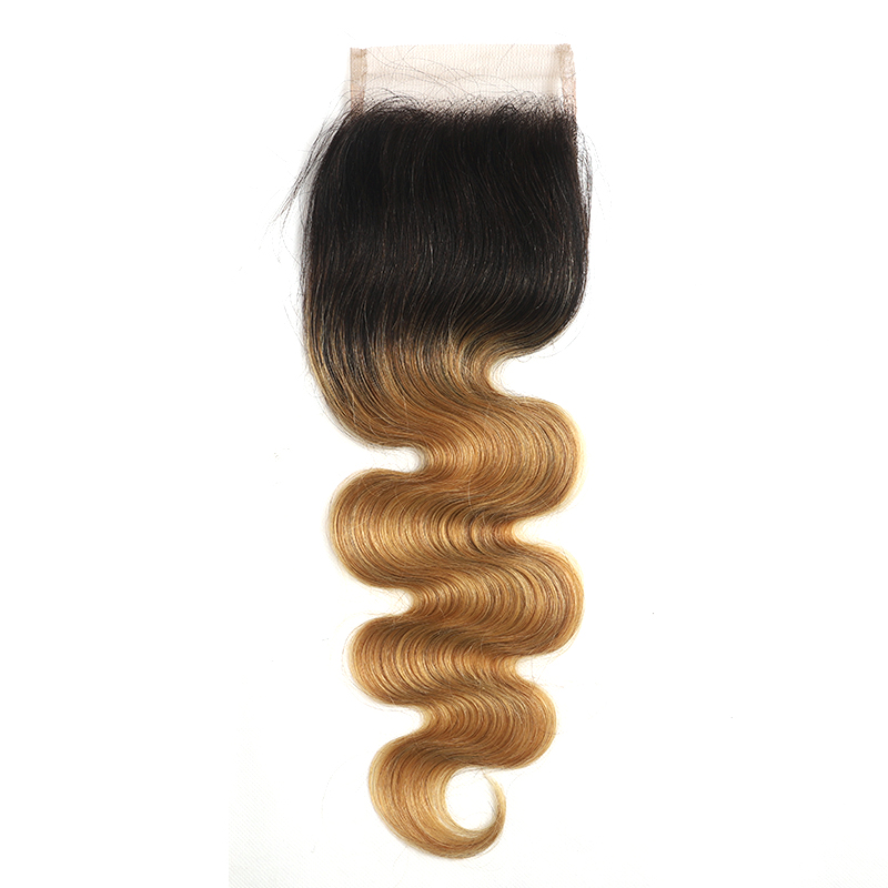 lumiere 1B/27 Ombre Body Wave 4 Bundles With 4x4 Lace Closure Pre Colored human hair - Lumiere hair