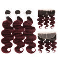 lumiere 1B/99J Ombre Body Wave 3 Bundles With 13x4 Lace Frontal Pre Colored Ear To Ear