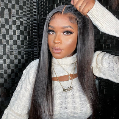 Long Straight Wear & Go Glueless Lace Frontal Wigs Human Hair