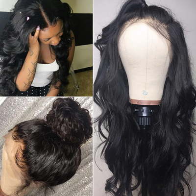 Body Wave Lace Frontal / Lace Closure Glueless luxury Human Hair Wig With Baby Hair
