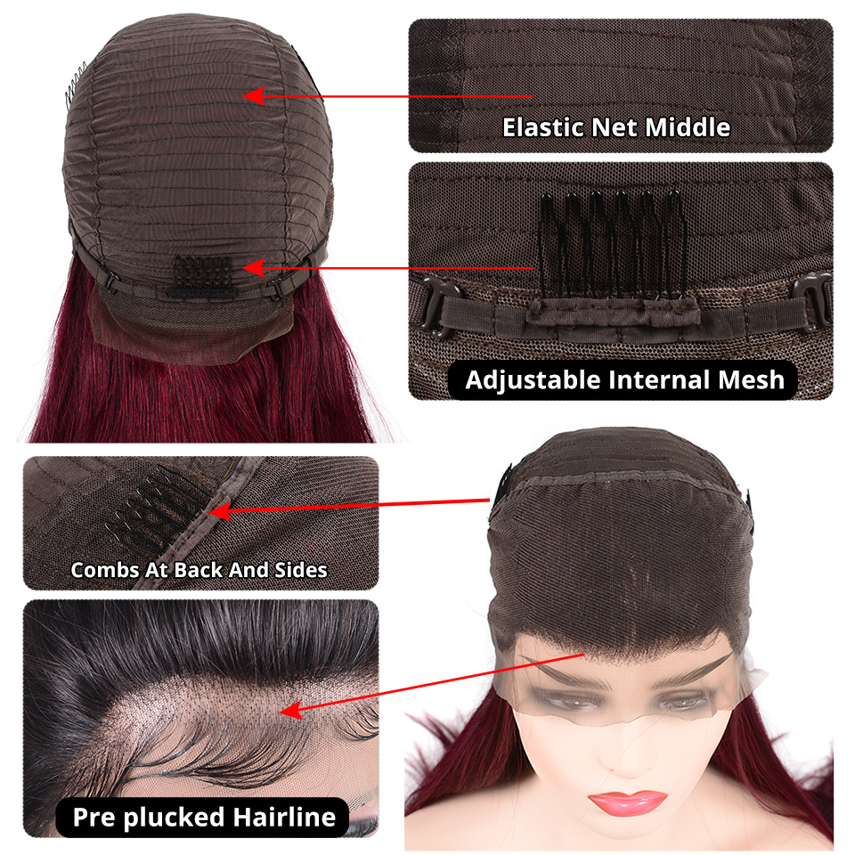 Lumiere BURG Straight 4x4/5x5/13x4 Lace Closure/Frontal 150%/180% Density Wigs For Women Pre Plucked - Lumiere hair