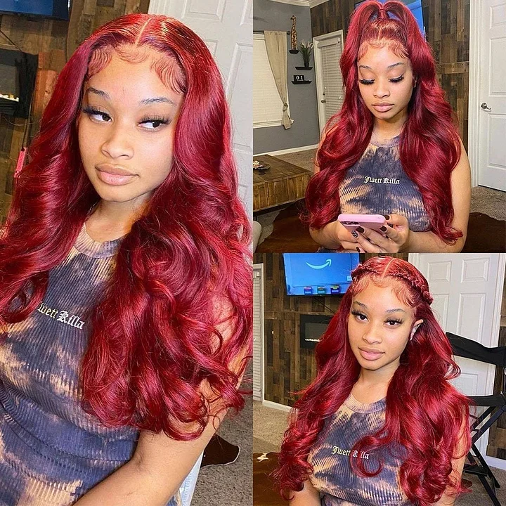 #Burg Body Wave Glueless 4x4/5x5/13x4 Lace Closure/Frontal Ready to Wear 150%/180% Density  Wigs For Women Pre Plucked
