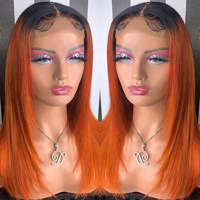 1B/350 Ginger Glueless Straight HD Transparent Lace Front Ready to Wear Human Hair Wig