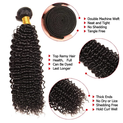 Kinky Curly Hair 4 Bundles With T part 4*4*1 Lace Closure Remy Brazilian 100% Human Hair