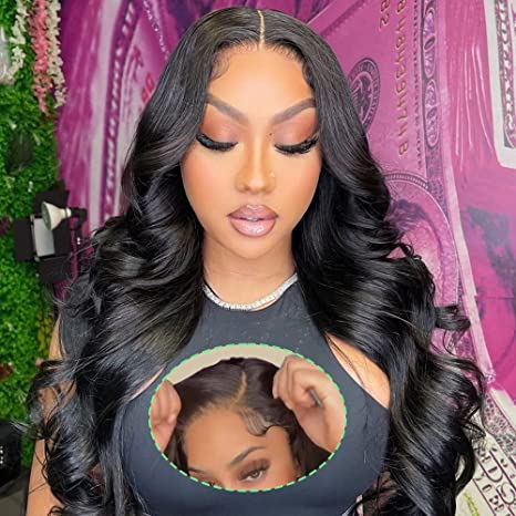 Glueless Wig Pre-cut for Beginners Body Wave No Glue 13X4 Lace Front Side Part Wigs for Black Women