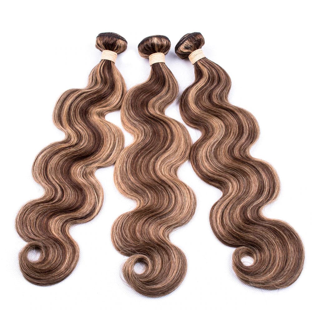 lumiere highlight #4/27 4 Bundles Body Wave Virgin Human Hair Extension