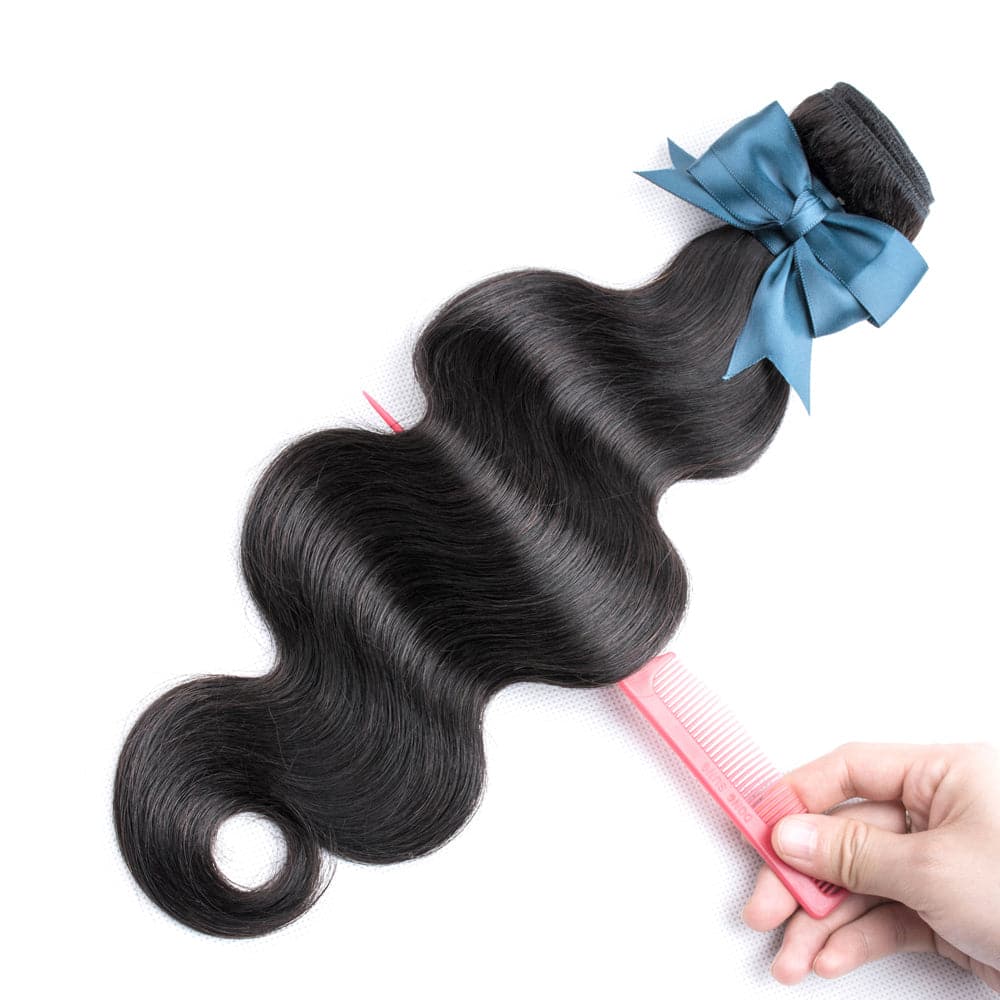 Body Wave Hair 3 Bundles With T part 4*4*1 Lace Closure Remy Brazilian 100% Human Hair