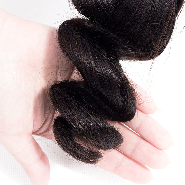 Loose Wave cabelo humano brasileiro trançado 4 feixes com fechamento 4x4 extensão de cabelo Remy 