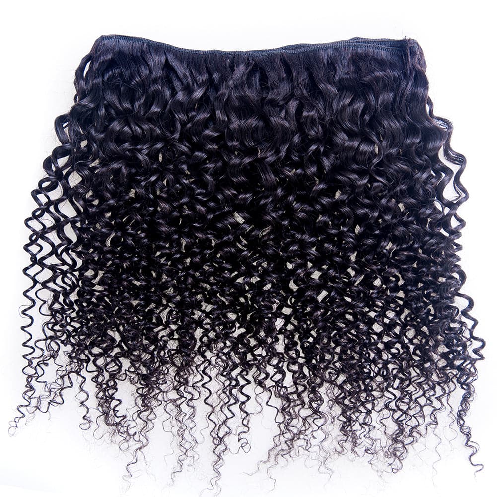Kinky Curly Hair 3 Bundles With 4*4*1 T part Lace Closure Remy Brazilian 100% Human Hair Weave
