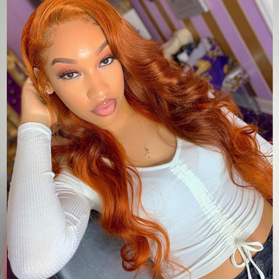 #350 Ginger Glueless Body Wave 4x4 5x5 Lace Closure Human Hair Ready to Wear Wigs with Baby Hair Pre Plucked