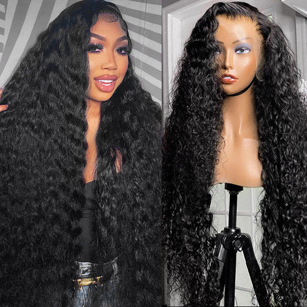 Glueless Human Hair Wigs Water Wave 13x4 frontal Wigs For Black Women 30 Inch Long Hair