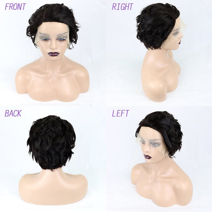 Court Pixie Cut perruque dentelle transparente perruques de cheveux humains pour les femmes dentelle frontale perruque côté partie Bob perruque 13x1 courte dentelle partie perruque 