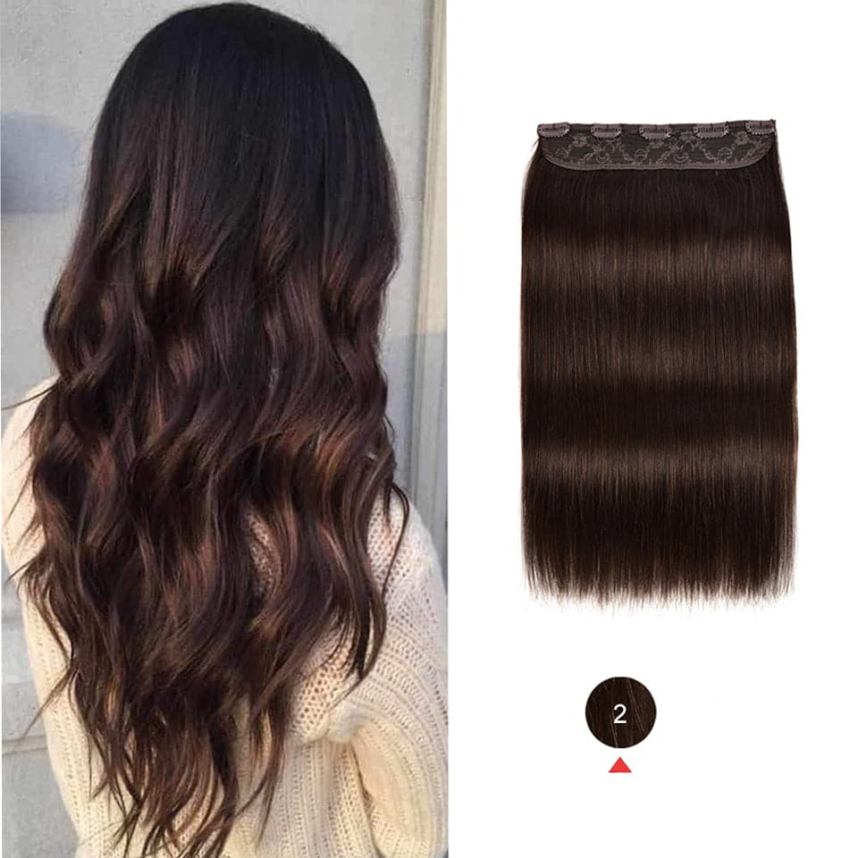 #2 Straight 5 Clips One Piece Extensions de Cheveux Humains Real For Women 