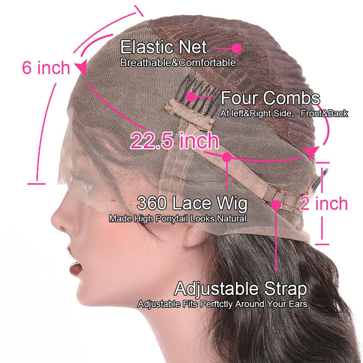 Deep Wave 360 ​​Renda Frontal Wig 150 Density perucas de cabelo humano pré arrancadas 