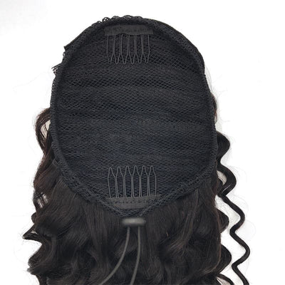 Deep Wave Drawstring Ponytail Hair Extension Human Hair Wet and Wavy