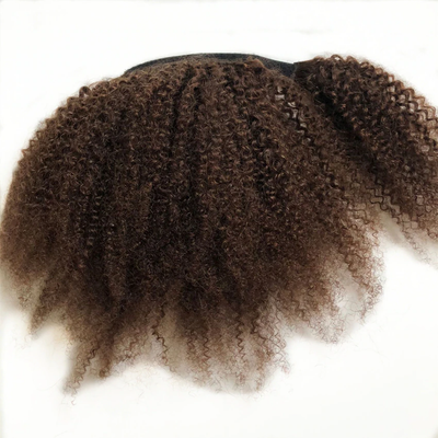#4 Brown Afro Curly Wrap Around Ponytail Human Hair Extensions Hairpiece