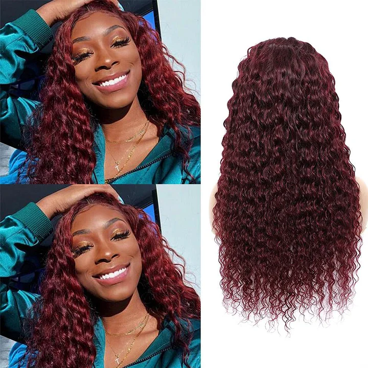 #99J Deep Wave 4x4/5x5/13x4 Lace Closure/Frontal 150%/180% Density Wigs For Black Women
