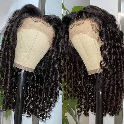 150% 180% Density Glueless bouncy Curly Lace Frontal Ready to Wear Virgin Human Hair Wigs