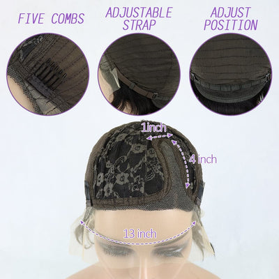 Short Pixie Cut Wig Transparent Lace Human Hair Wigs For Women Lace Frontal Wig Side Part Bob Wig 13x1 Short Lace Part Wig