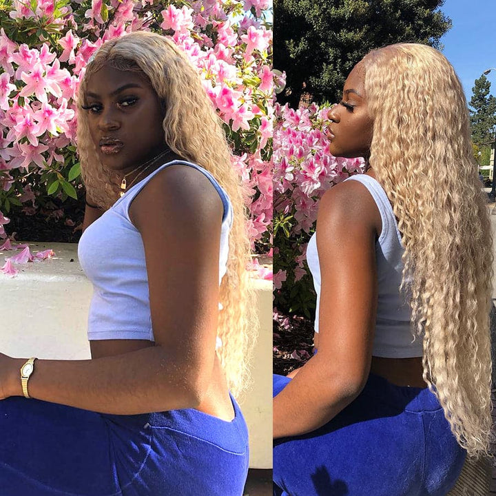 613 perucas loiras crespas cacheadas 13 x 1 x 6 T com renda para mulheres negras 