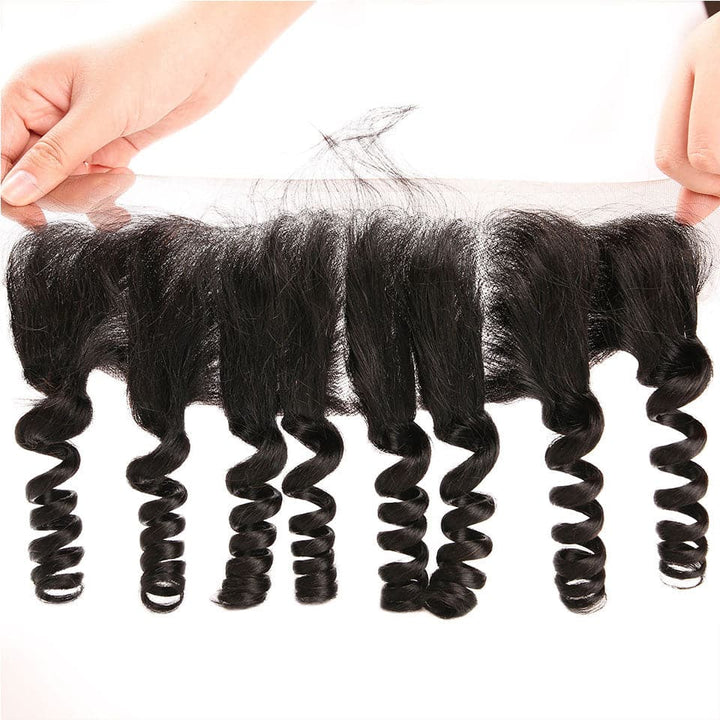 10A Grade Funmi Loose Wave 4 Bundles With 13x4 Lace Frontal Brazilian Virgin Hair