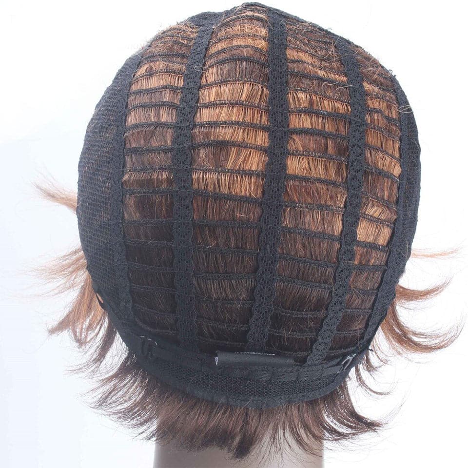 Perucas de cabelo humano curtas brasileiras pretas e castanhas para mulheres negras 