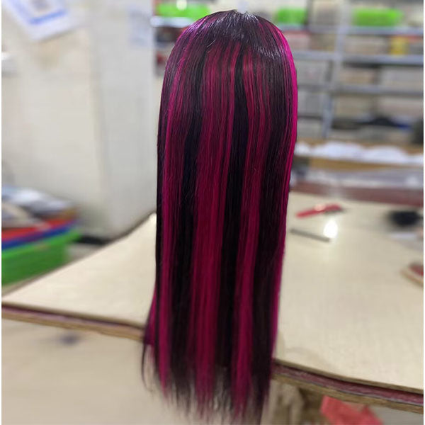 Highlight Pink 13X4 / 4X4 Lace Front Straight Wig pour les femmes noires 