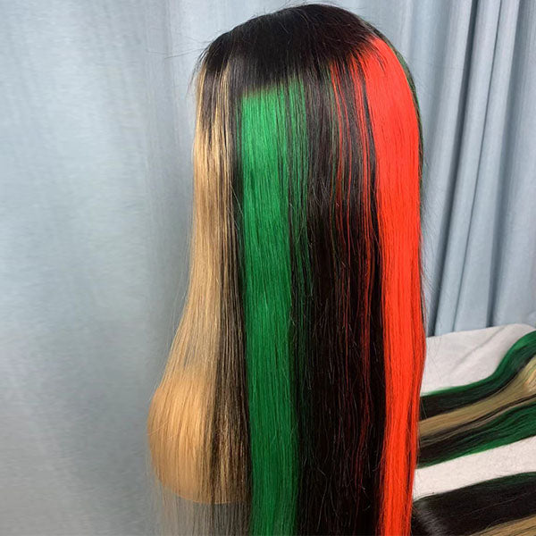 Destaque vermelho verde loiro peruca frontal de cabelo humano com cabelo de bebê transparente rendas frontais perucas para mulheres negras cabelo brasileiro 
