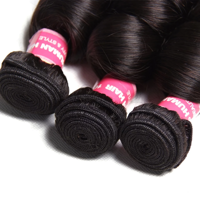 lumiere Malaysian Virgin Hair Loose Wave 3 Bundles with 13*4 Lace Frontal