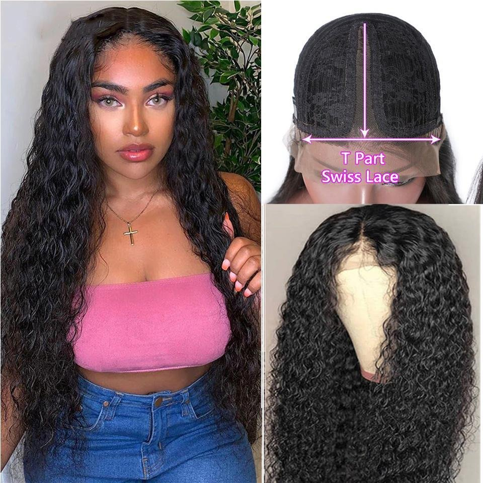 13x1x6 Lace T Part Water Wave Wig Lace Front Human Hair Wigs With Baby Hair