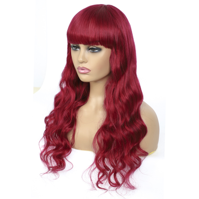 BURG Body Wave Full Machine Made None Lace Front Wigs With Bangs