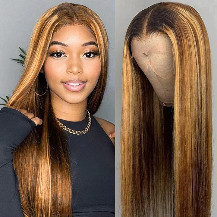 Lumiere Hair P4/27 Highlight Lace Frontal/Closure Straight Wig Human Hair