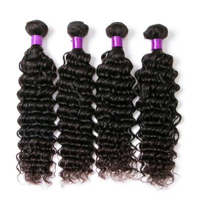 28 30 40 Inch Deep Wave Hair 4 Bundles With T part 4*4*1 Lace Closure Remy Brazilian 100% Human Hair Weave