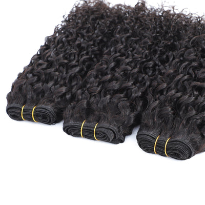 Pixie Curly 100% Human Hair 4 Bundles with 4x4 Closure Natural Color Remy Weave Virgin Hair Weave