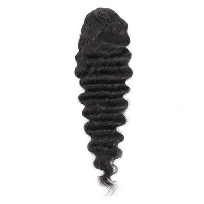 Extensions de cheveux humains en queue de cheval avec cordon de serrage profond 120 g/ensemble de cheveux noirs naturels 