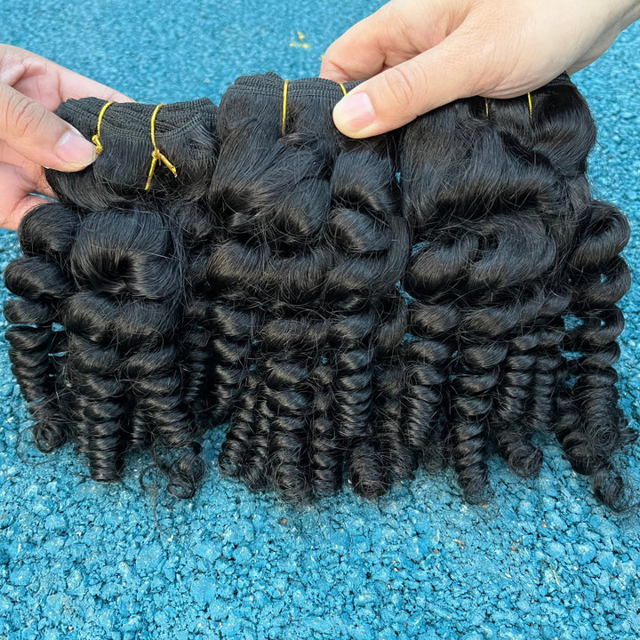 Lumiere Hair Finger Roll 4 PCS Pacotes de Cabelo Humano 100% Vinger Hair Bulk Deal Extensões de Cabelo 