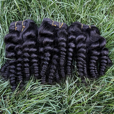 Lumiere Hair 10A Finger Roll 3 Bundles Human Hair Extensions Natural Color Long Hair