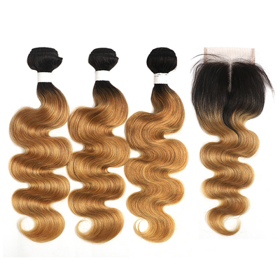 Ombre 1B/27 Body Wave 3 Bundles With 4x4 Closure pre Colored 100% virgin hair - Lumiere hair