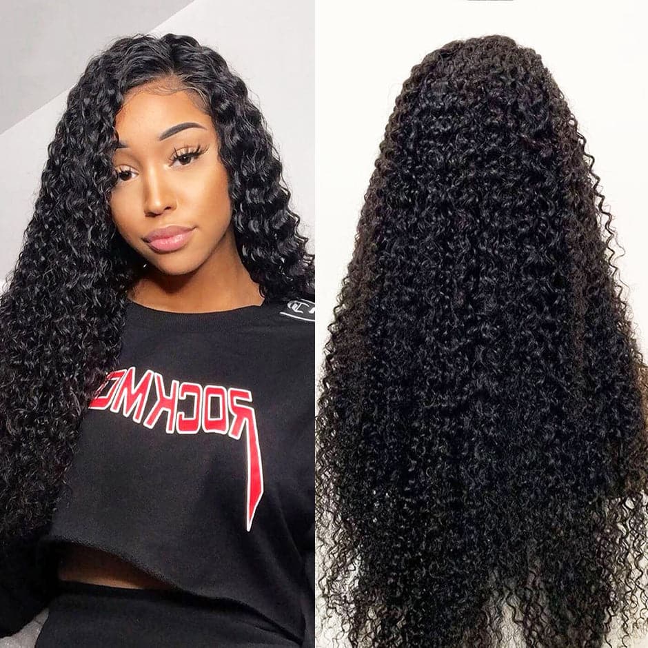 Pretty Kinky Curly 13x4/360 Lace Frontal Wigs virgin Hair Pre-Plucked Hairline 150% 180% Density
