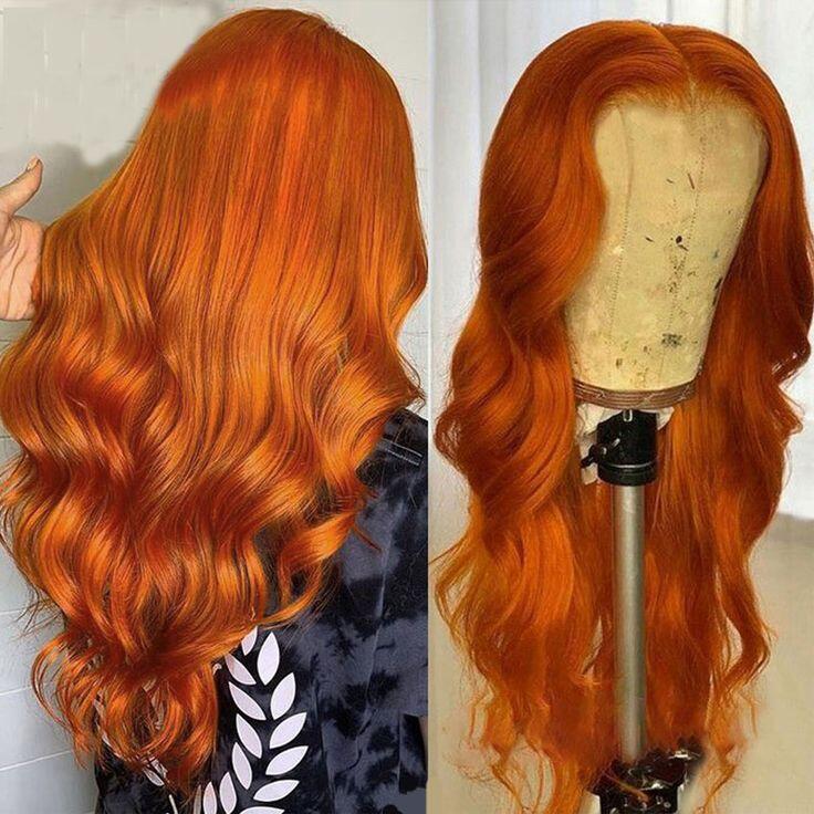 #350 Ginger Body wave T Part / Renda Frontal Perucas de cabelo humano 